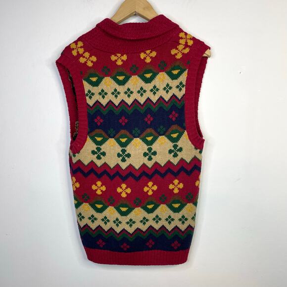 Vintage Gina Peters Slouchy Oversized Fair Isle Eclectic Grandpa Sweater Vest S - Picture 6 of 11